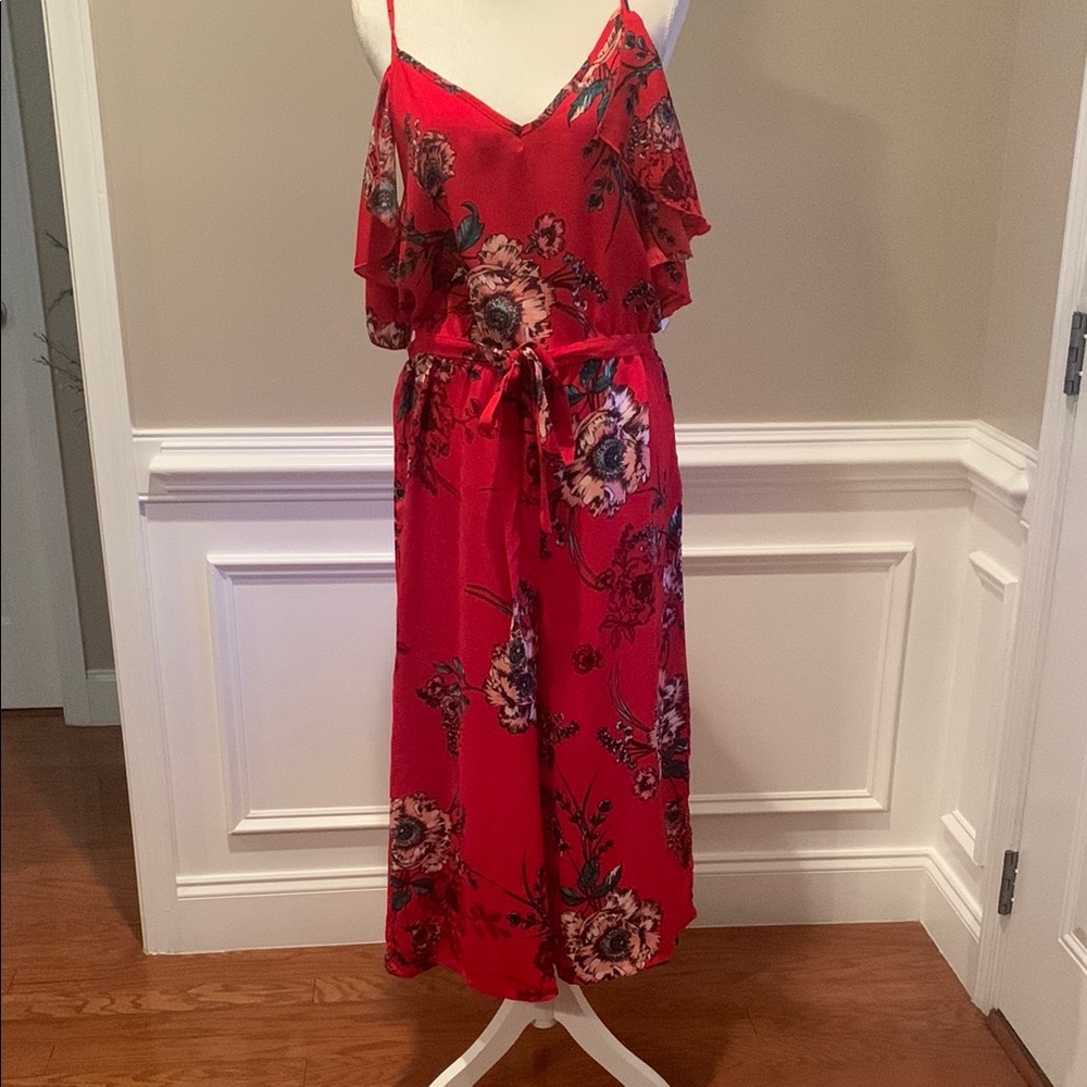 Floral Red Jumpsuit